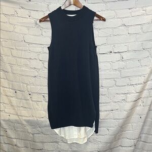 Brochu Walker Blue Sleeveless Sweater White Under Layer Dress Size Small